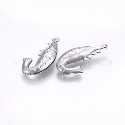 変色しにくい304ステンレススチールペンダント  エビ  ステンレス鋼色  27.5x13x4mm  穴：1mm&nbsp;STAS-E438-03P