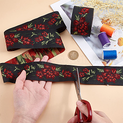 7M Flat Ethnic Style Polyester Jacquard Flower Ribbon&nbsp;OCOR-WH0082-132