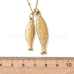 304 Stainless Steel Couple Fish Pendant Satellite Chain Necklaces for Women&nbsp;NJEW-Z108-02G