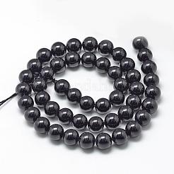 天然石ブラックトルマリンビーズ連売り  ラウンド  6~7mm  穴：1mm  約60~67個/連  15.7インチ&nbsp;G-R446-6mm-19