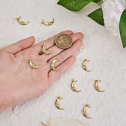 真鍮製ペンダント10個  丸カン付き  長持ちメッキ  ムーン  ゴールドカラー  20.5x12x2.5mm  穴：3mm&nbsp;ZIRC-SZ0004-38