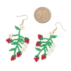 Flower & Fruit Glass Seed Bead Dangle Earrings&nbsp;EJEW-MZ00533-02