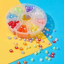 400個8色透明アクリルビーズ  白いハートのフラットラウンド  ミックスカラー  7x3.5mm  穴：1.8mm  6.5グラム  約50PCS /カラー&nbsp;TACR-YW0001-44