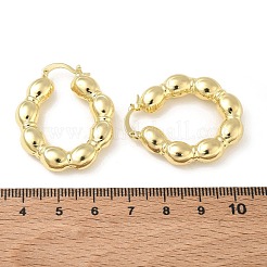 女性のための真鍮のフープピアス  ラウンド  ゴールドカラー  35x28.5x6mm&nbsp;KK-CBAD851-41G