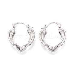 Brass Micro Pave Cubic Zirconia Heart Hoop Earrings&nbsp;EJEW-T048-36P