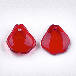 塗装ガラスペンダントスプレー  花弁  レッド  16x14~14.5x3.5mm  穴：1mm&nbsp;GGLA-S040-03C