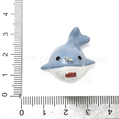 海洋をテーマにした不透明樹脂ペンダント  プラチナアイアンループ付き  鮫  26.5x27.5x24.5mm  穴：2mm&nbsp;RESI-P047-01G-P