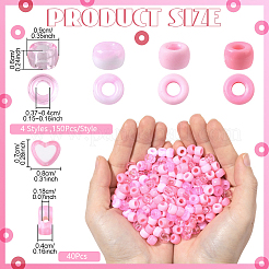 DIYジュエリー作りのパーツキット  アクリルビーズとプラスチックビーズを含む  ショッキングピンク  7~9x8~9x4~6mm  穴：1.8~4mm  640個/セット&nbsp;DIY-YW0016-17A