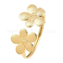 304 Stainless Steel Flower Cuff Bangles for Women&nbsp;BJEW-A154-02B-G