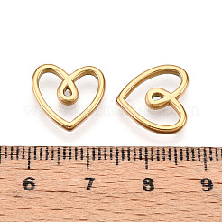 304ステンレススチールリンクリング  ハート  イオンプレーティング（ip）  18KGP本金メッキ  12.5x13x2mm  内径：3x10mm&nbsp;STAS-N109-15G