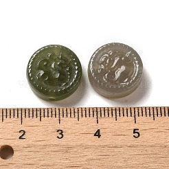 天然ネフライト翡翠/和田翡翠ビーズ  フラットラウンド  15x4.5~6.5mm  穴：1.2mm&nbsp;G-L592-03