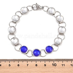 304 Stainless Steel and Glass Link Chain Bracelets for Women&nbsp;GL-T001-02A