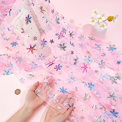 Snowflake Pattern Polyester Lace Fabic&nbsp;DIY-WH0061-020B