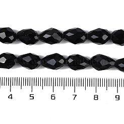 不透明なソリッドカラービーズ連売り  多面カット  ティアドロップ  ブラック  11.5x8mm  穴：1.2mm  約55~57個/連  25.59インチ（65cm）&nbsp;EGLA-N013-P8mm-D01