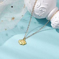 雲の顔の合金と真鍮のペンダントネックレス  アズキチェーンネックレス  ゴールドカラー  17.40インチ（442mm）&nbsp;NJEW-JN04907