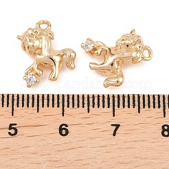 真鍮製マイクロパヴェキュービックジルコニアペンダント  ユニコーンチャーム  18KGP本金メッキ  13x13x4.5mm  穴：1.2mm&nbsp;KK-L261-02G