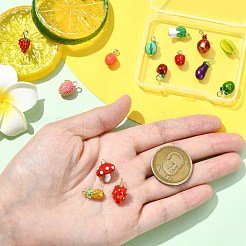 14個14スタイルアロイエナメルペンダント  ゴールドカラー  果物と野菜  混合図形  12.5~19x6~12x7~9.5mm  穴：1.6~2mm  1個/スタイル&nbsp;FIND-CJ0005-23