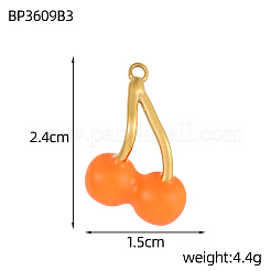 Cherry Charms 304 Stainless Steel Enamel Pendants&nbsp;STAS-OY004-11G