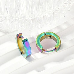 304ステンレススチール研磨効果フープピアス  イオンプレーティング（ip）  虹色  13x13.5x4mm&nbsp;EJEW-M001-35A