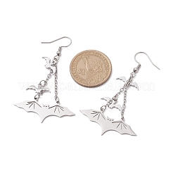 Tarnish Resistant 304 Stainless Steel Bat Pendants Dangle Earrings&nbsp;EJEW-TA00452