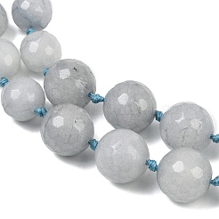 天然石ホワイトジェイドビーズ連売り  多面カット  染め  ラウンド  ライトグレー  8~14mm  穴：1~1.4mm  約48個/連  20.51''~20.87''（52.1~53センチメートル）&nbsp;G-Z105-A01-01B