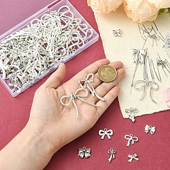 120pcs15スタイルチベットスタイルアロイペンダント  ちょう結びのチャーム  アンティークシルバー  10~45x11~42x2~6mm  穴：1~2.5mm  8個/スタイル&nbsp;TIBEP-YW0002-05
