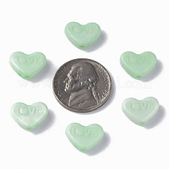 不透明なアクリルビーズ  染め  単語「love」付けのハート  ミックスカラー  10x13.5x4.5mm  穴：1.8mm  約2300個/500g&nbsp;MACR-S373-128-S
