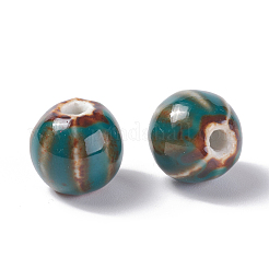 手作りの陶器ビーズ  ファンシーアンティーク施釉磁器  ラウンド  ミックスカラー  11~12x10~11x10~10.5mm  穴：2~2.5mm&nbsp;X-PORC-S498-24-M