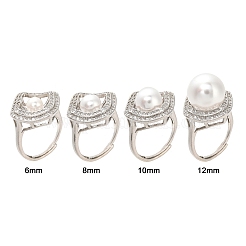 Rhombus Brass Micro Pave Clear Cubic Zirconia Adjustable Ring Settings&nbsp;KK-D378-34P