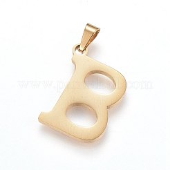 304ステンレススチールペンダントとスタッドピアスジュエリーセット  アルファベット  文字.b  20~23x13~19x1.5mm  穴：6x3mm  6~10x6~9x1mm  ピン：0.8mm&nbsp;SJEW-P099-02G