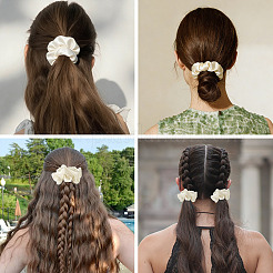 DIYヘアゴム作りキット  ポリエステルリボンを含む  伸縮性のあるゴムバンド  ポリエステル縫糸  鉄製の安全ピンとプラスチック製の糸巻き  ホワイト  35mm&nbsp;DIY-TA0015-81A