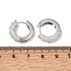 真鍮製マイクロパヴェキュービックジルコニアフープピアス  鉛フリー＆カドミウムフリー  ラックめっき  長持ちメッキ  プラチナ  透明  17.5~18x4.5mm&nbsp;KK-CBA8324-22P-05