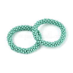 Faceted Opaque Glass Beads Stretch Bracelets&nbsp;BJEW-S144-002E-03-01