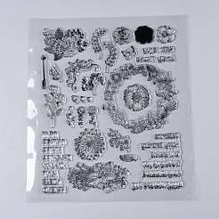 プラスチックスタンプ  DIYスクラップブッキング用  装飾的なフォトアルバム  カード作り  スタンプシート  花柄  240x210x3mm&nbsp;DIY-M010-A28