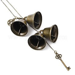 3Pcs Iron Bell & Alloy Key Charm Hanging Ornaments&nbsp;HJEW-JM03429