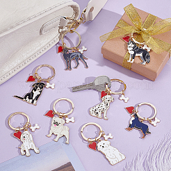 12Pcs 12 Styles Alloy Enamel Pet Dog Keychains&nbsp;KEYC-JOY00007