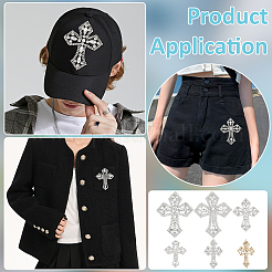 6Pcs 6 Styles Cross Hotfix Rhinestone Appliques&nbsp;DIY-FG0009-90