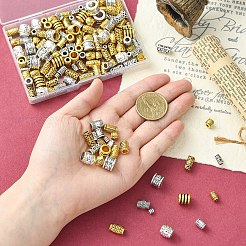 160 個 16 スタイルのチベットスタイル亜鉛合金ビーズ  大穴ビーズ  鉛フリー＆カドミウムフリー  混合形状  アンティークシルバー＆アンティーク金色  6~10x5~9.8mm  穴：2~7.5mm  10個/スタイル&nbsp;TIBEB-YW00010-41