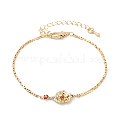 Mother's Day Brass Micro Pave Cubic Zirconia Birthday Flower Link Bracelets&nbsp;BJEW-U031-01G-01