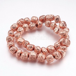 Electroplate Natural Lava Rock Beads Strands&nbsp;G-I200-18RG