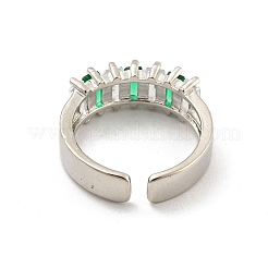 ブラス マイクロ パヴェ キュービック ジルコニア オープン カフ リング  長持ちメッキ  プラチナ  内径：15.5mm&nbsp;RJEW-G309-46P