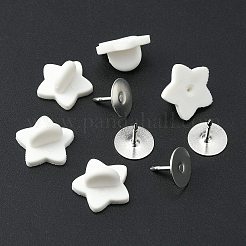 塩ビカップ  フラットヘッドピン付き  スター  ホワイト  13.5x14x8mm&nbsp;FIND-WH0065-03B