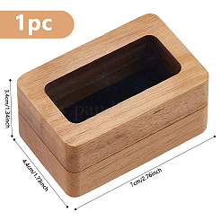 木製カフスボタンギフト収納マグネットボックス、窓付きヒンジ蓋付き  長方形  ペルー  7x4.4x3.4cm&nbsp;WOOD-WH0062-27A