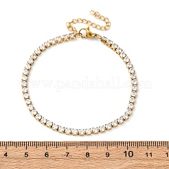 304 Stainless Steel with Cubic Zirconia Link Chain Bracelets for Women&nbsp;BJEW-G754-01B-G03
