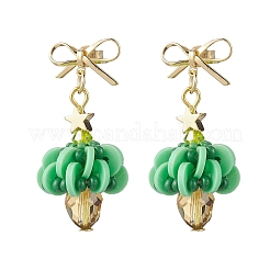 Brass Tree Dangle Stud Earrings&nbsp;EJEW-MZ00511