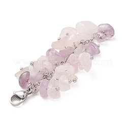 Natural Rose Quartz & Amethyst Chip Beaded Pendant Decorations&nbsp;HJEW-JM01234-01