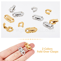 8セット2色304ステンレススチール折りたたみ式留め具  オーバル  ミックスカラー  19x9x3mm  穴：2x3.5mm  4セット/カラー&nbsp;STAS-UN0046-68
