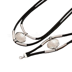 Bohemian Style Oval Alloy & Imitation Leather Wax Cord Double Layer Necklaces & Bracelets Sets for Women&nbsp;FS-WG56800-01