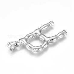変色しにくい304ステンレススチールペンダント  竹の形をした手紙  ステンレス鋼色  文字.r  47x24x5.5mm  穴：5x8mm&nbsp;LS-STAS-G223-01P-R