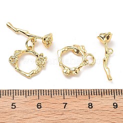 真鍮製マンテル  カドミウムフリー＆ニッケルフリー＆鉛フリー  花  18KGP本金メッキ  リング：14x15x3mm  穴：1mm  バー：21x6x6mm  穴：1mm&nbsp;KK-B129-20G